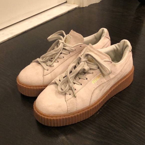 tan puma platform sneakers